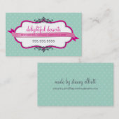 CARTE DE VISITE mignon élégant rose pâle vert ment (Devant / Derrière)