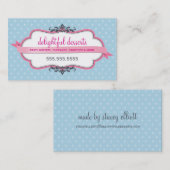 CARTE DE VISITE mignon élégant rose pastel bleu pâ (Devant / Derrière)