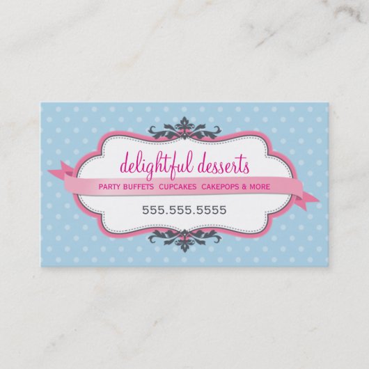 CARTE DE VISITE mignon élégant rose pastel bleu pâ (Devant)