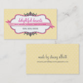 CARTE DE VISITE mignon élégant rose pastel jaune p (Devant / Derrière)
