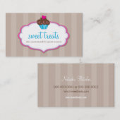 CARTE DE VISITE mignon gras cupcake mocha rose bru (Devant / Derrière)