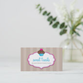 CARTE DE VISITE mignon gras cupcake mocha rose bru (Debout devant)