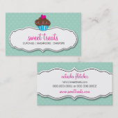 CARTE DE VISITE mignon gras cupcake pastel menthe (Devant / Derrière)