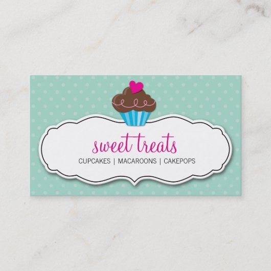 CARTE DE VISITE mignon gras cupcake pastel menthe (Devant)