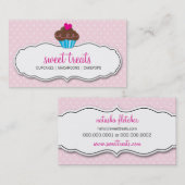 CARTE DE VISITE mignon gras cupcake pastel rose (Devant / Derrière)