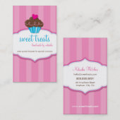CARTE DE VISITE mignon gras cupcake rose (Devant / Derrière)