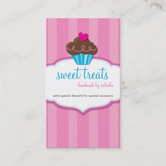 CARTE DE VISITE mignon gras cupcake rose (Devant)