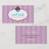 CARTE DE VISITE mignon gras cupcake rose violet (Devant / Derrière)
