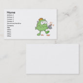 Carte De Visite mignon monstre ivre vert idiot (Devant / Derrière)