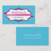 CARTE DE VISITE mignon style fuschia rose aqua ble (Devant / Derrière)