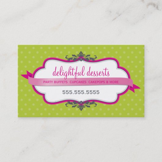 CARTE DE VISITE mignon style fuschia rose chaux ve (Devant)