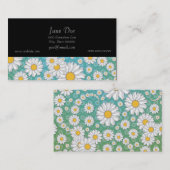 Carte De Visite Mignonettes blanches sur bleu vert (Devant / Derrière)