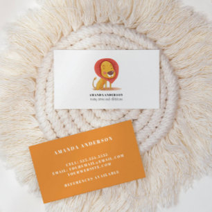 Carte De Visite Mignonne adorable Lion Baby-sitter garde d'enfants