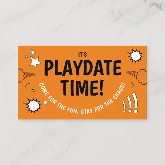 Carte De Visite Mignonne Amuse Orange Playdate Maman Amis Appeler (Devant)