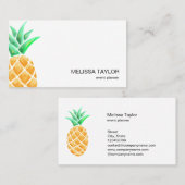 Carte De Visite mignonne ananas aquarelle art fruit tropical (Devant / Derrière)