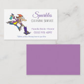 Carte De Visite Mignonne Cartoon Funny Maid House Cleaning Service (Devant / Derrière)