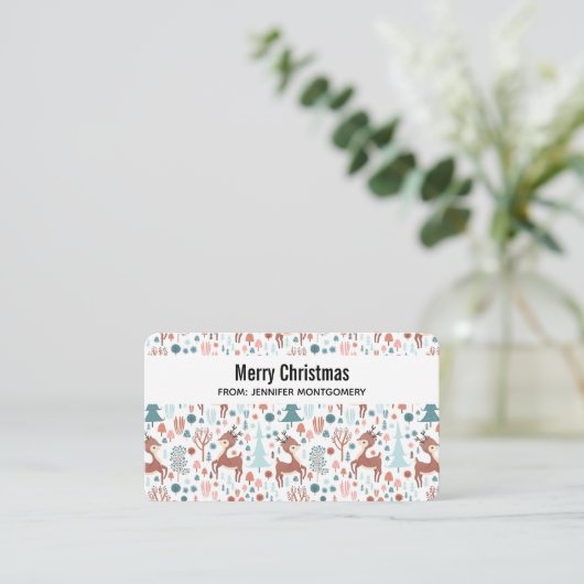 Carte De Visite Mignonne cerf en Forêt Whimsical Noël Motif (Debout devant)