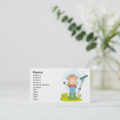 Carte De Visite mignonne figure fille jardinier fermier (Debout devant)