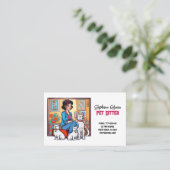 Carte De Visite Mignonne fille en bleu animal de compagnie Sitter  (Debout devant)