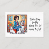 Carte De Visite Mignonne fille en bleu animal de compagnie Sitter  (Dos)