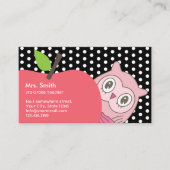 Carte De Visite Mignonne fille Hibou et Tuteur de pomme (Devant)