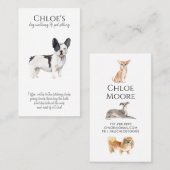 Carte De Visite Mignonne Français Bulldog Pet Sitter Chien Walker (Devant / Derrière)