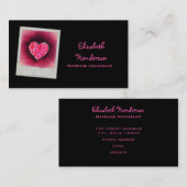 Carte De Visite Mignonne main tiré Coeur rose (Devant / Derrière)