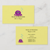 Carte De Visite Mignonne méduse violette avec bulles d'eau bleue (Devant / Derrière)