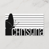 Carte De Visite Mignonne moderne noir blanc rayé rayures QR Code (Devant)