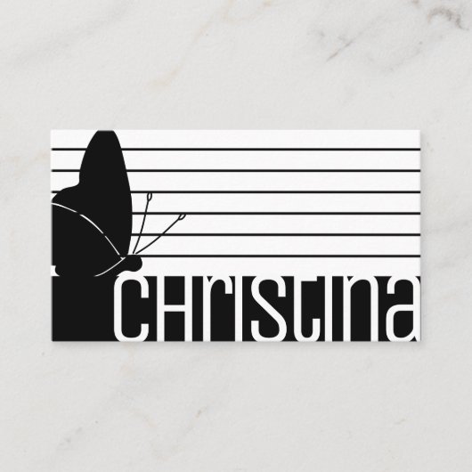 Carte De Visite Mignonne moderne noir blanc rayé rayures QR Code (Devant)