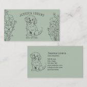 Carte De Visite Mignonne Moderne Sauge Vert Chien Sitter, Marcheur (Devant / Derrière)