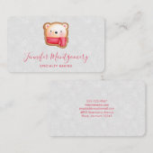 Carte De Visite Mignonne Ours Face Rouge Écharpe et Joues Rosy (Devant / Derrière)