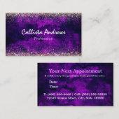 Carte De Visite Mignonne parties scintillant or violet foncé (Devant / Derrière)