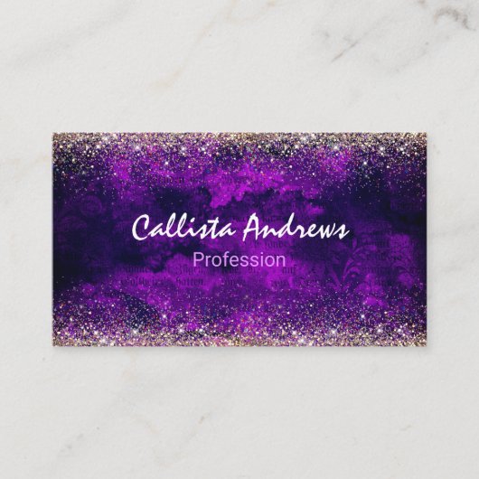Carte De Visite Mignonne parties scintillant or violet foncé (Devant)