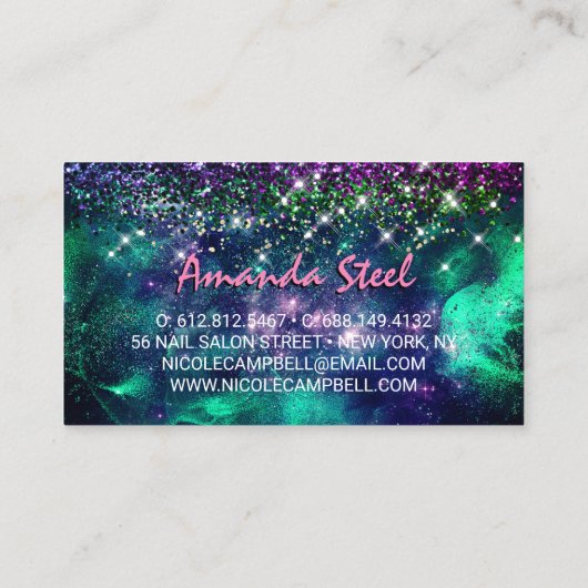 Carte De Visite Mignonne parties scintillant vert violet foncé (Dos)