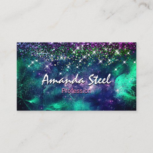 Carte De Visite Mignonne parties scintillant vert violet foncé (Devant)