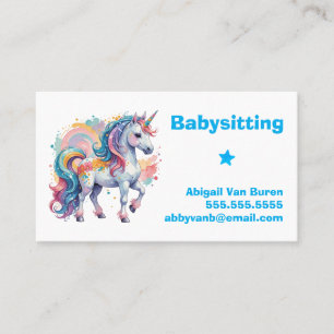Carte De Visite Mignonne Peint Unicorn Babysitter Nanny garderie