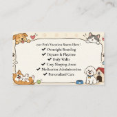 Carte de visite mignonne pour la garde d'animaux d (Dos)