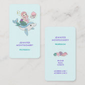 Carte De Visite Mignonne sirène chevauchant un dauphin sous la mer (Devant / Derrière)