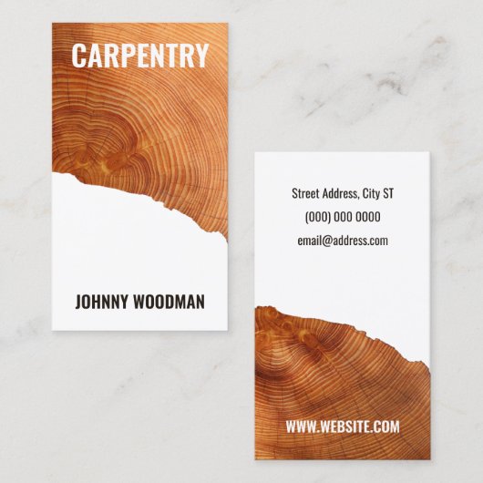 Carte De Visite Mignonne texture bois (Devant / Derrière)