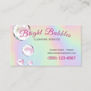 Carte De Visite Mignonnes bulles holographiques Service de nettoya