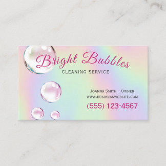 Carte De Visite Mignonnes bulles holographiques Service de nettoya