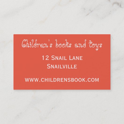 Carte De Visite Mignons escargots enfants jouets en ligne et livre (Dos)