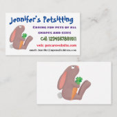 Carte De Visite Mignons lapin lapin lapin assis avec dessin de car (Devant / Derrière)