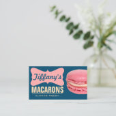 Carte De Visite Mignons Macarons Français Roses | Macarons Faits M (Debout devant)