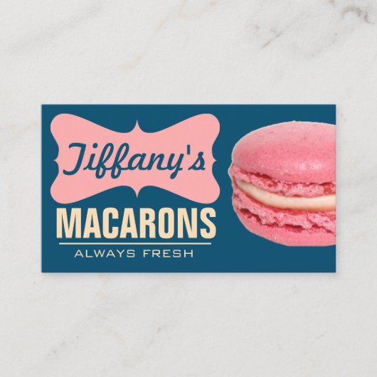 Carte De Visite Mignons Macarons Français Roses | Macarons Faits M (Devant)
