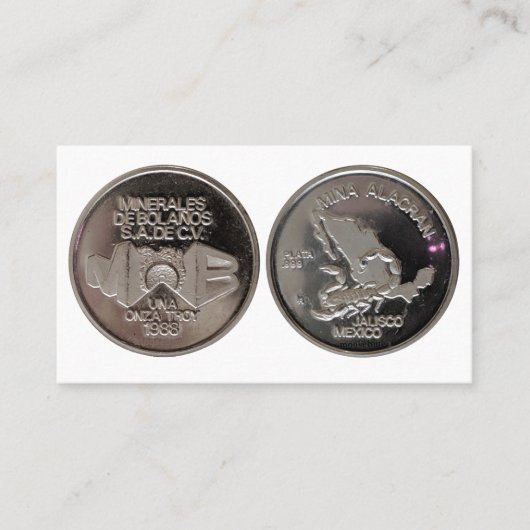 Carte De Visite Mina Alacran Jalisco Mexique Pièce d'argent (Devant)