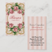 Carte de visite minable vintage de roses (Devant / Derrière)