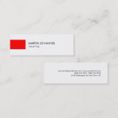 Carte de visite mince blanc blanc rouge profession (Devant / Derrière)