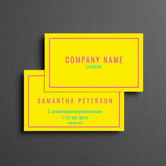 Carte De Visite Mince néon rose et jaune